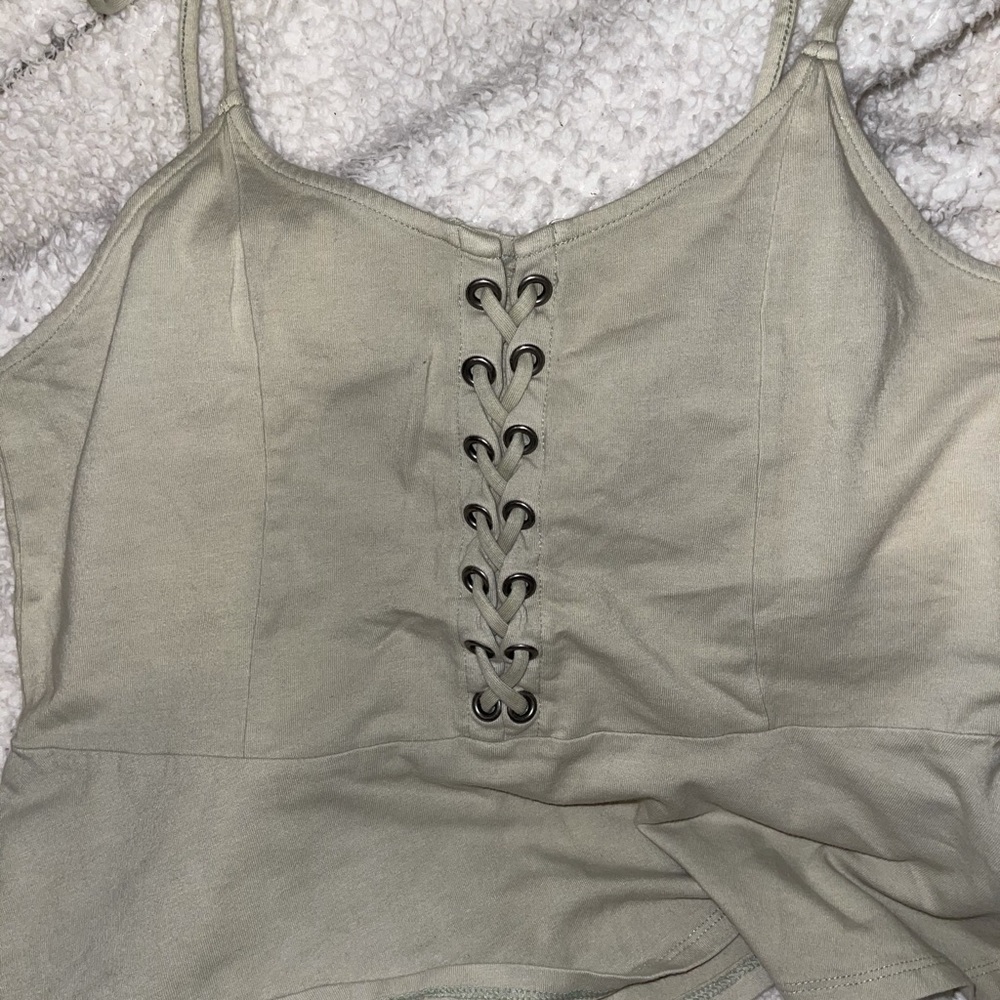 Sage green tie up peplum top